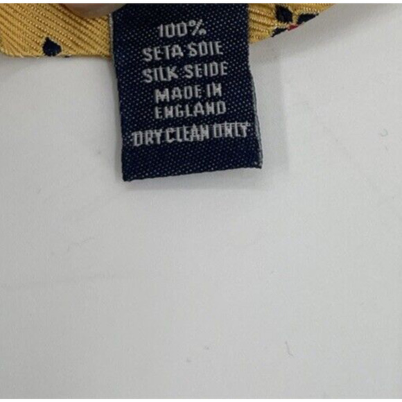 Charles Tyrwhitt Silk Tie Gold Background Small Blue Flower Made In England - Picture 6 of 6